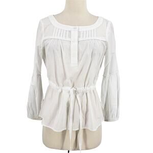 Vintage Cache Cotton Semi Sheer Peasant Boho Victorian Feminine Blouse White XS